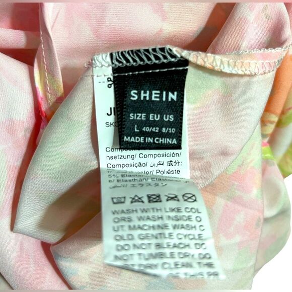 SHEIN Floral Print Puff Sleeve Smock Mini Dress Size Large NWOT - Picture 6 of 8